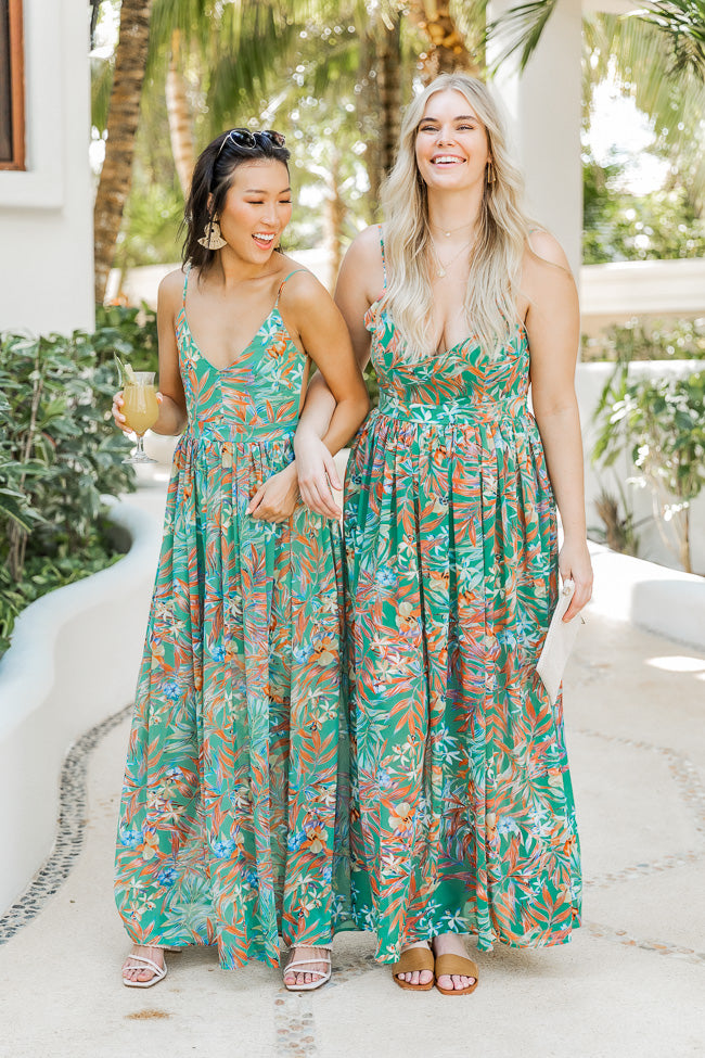 First Sight Green Tropical Maxi Dress ...